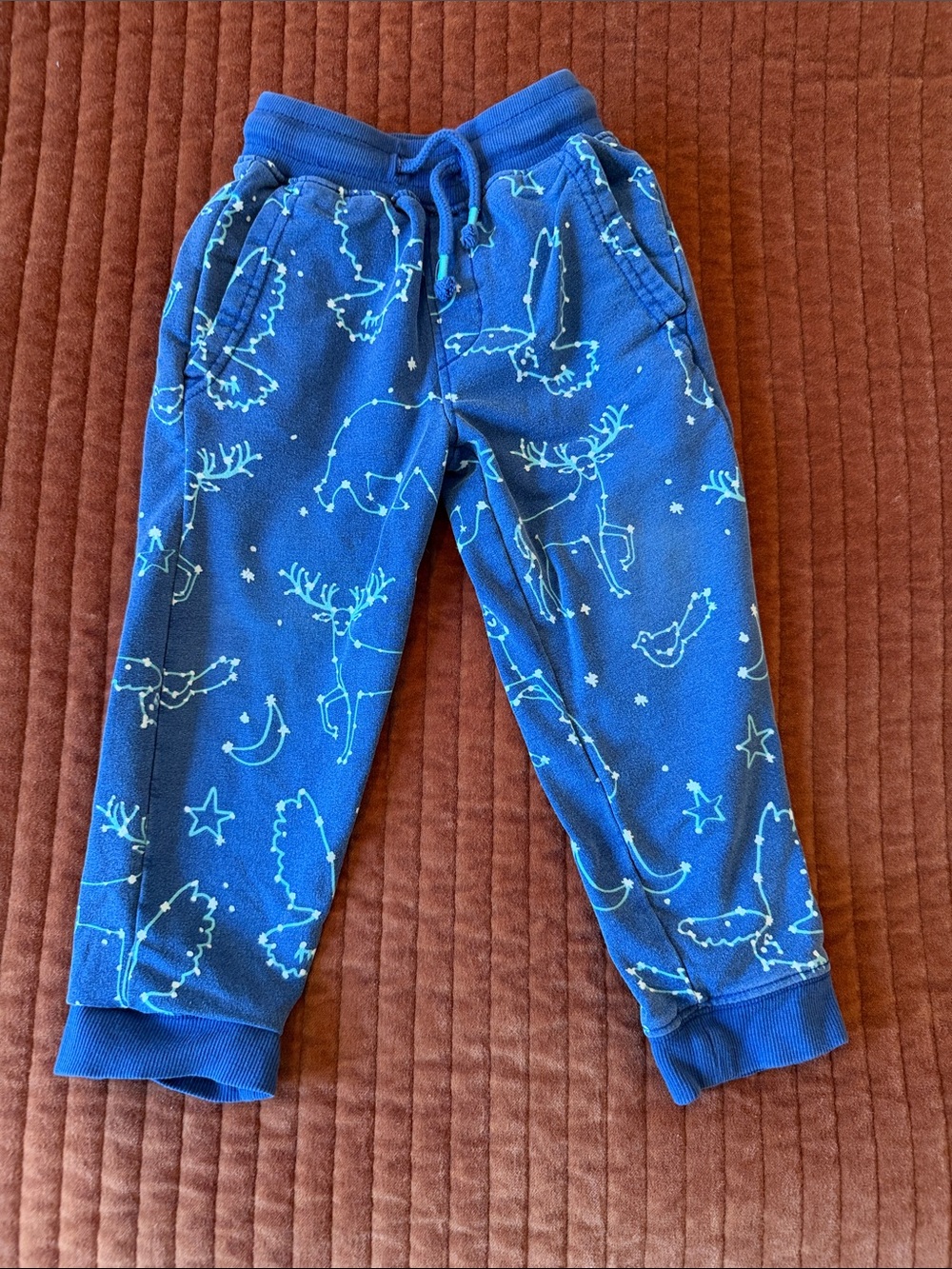 TUCKER + TATE Boy’s Blue Jogger Pants with Woodland/Constellation Print
